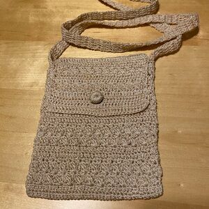 Cream Woven Crossbody Bag